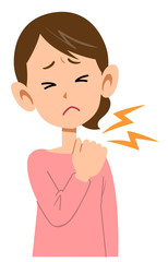 肩こりと首痛に苦しむ女性