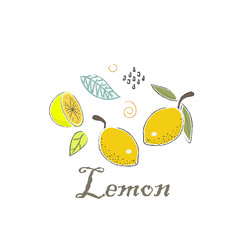 Cute Winter Icon with lemons. Hand Drawn Scandinavian Style. Vector Illustration