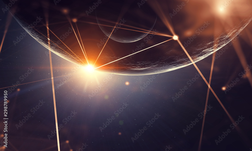 Poster Crypto currency world. 3d rendering