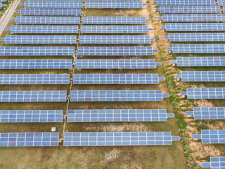 Top view image Solar cell panels on the ground