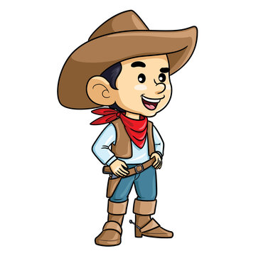 Illustration cartoon of cute a cowboy kid.