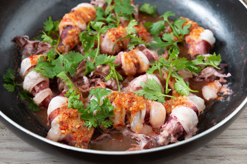 Steam Squid with Spicy Chili and Lemon Sauce.