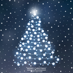 Abstract bokeh background with Christmas tree lights. Vector
