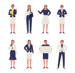 Obraz premium Various gestures of business woman in suit.