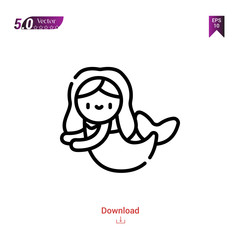 Outline Black mermaid icon. mermaid icon vector isolated on white background. Graphic design, mobile application, logo, user interface. EPS 10 format vector