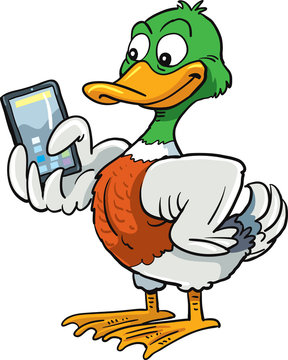 Duck and mobile phone. 