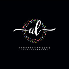 AL initials handwritten logo with flower templates surround the letters. initial wedding template vector