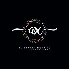 AX initials handwritten logo with flower templates surround the letters. initial wedding template vector