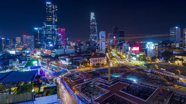 Ho Chi Minh city nightscape timelapse video