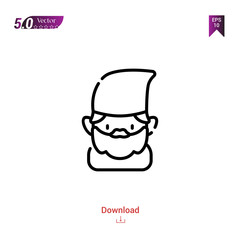 Outline Black gnome icon. gnome icon vector isolated on white background. Graphic design, mobile application, logo, user interface. EPS 10 format vector