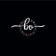 BO initials handwritten logo with flower templates surround the letters. initial wedding template vector