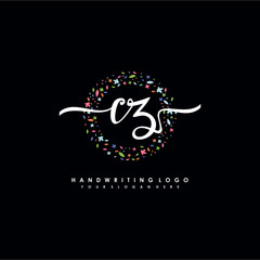 CZ initials handwritten logo with flower templates surround the letters. initial wedding template vector