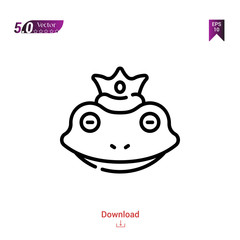 Outline Black frog-prince  icon vector isolated on white background. Graphic design, mobile application, logo, user interface. EPS 10 format vector