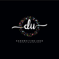 DU initials handwritten logo with flower templates surround the letters. initial wedding template vector
