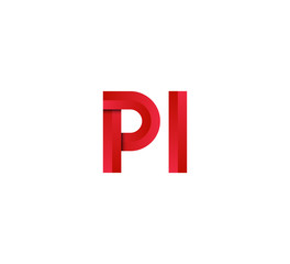 Initial two letter red 3D logo vector PI