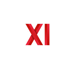 Obraz premium Initial two letter red 3D logo vector XI