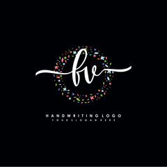 FV initials handwritten logo with flower templates surround the letters. initial wedding template vector