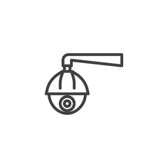 Security camera line icon. Dome CCTV linear style sign for mobile concept and web design. Surveillance dome camera outline vector icon. Symbol, logo illustration. Vector graphics