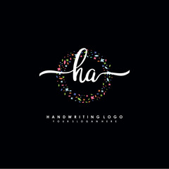 HA initials handwritten logo with flower templates surround the letters. initial wedding template vector