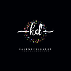 HD initials handwritten logo with flower templates surround the letters. initial wedding template vector