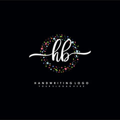 HB initials handwritten logo with flower templates surround the letters. initial wedding template vector