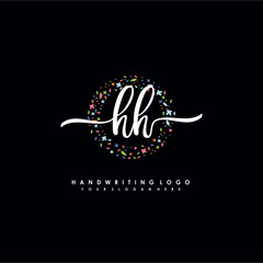 HH initials handwritten logo with flower templates surround the letters. initial wedding template vector