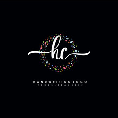 HC initials handwritten logo with flower templates surround the letters. initial wedding template vector
