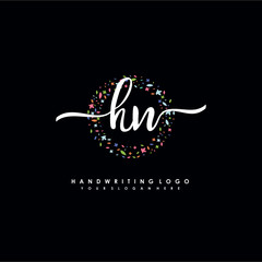 HN initials handwritten logo with flower templates surround the letters. initial wedding template vector