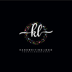 KL initials handwritten logo with flower templates surround the letters. initial wedding template vector