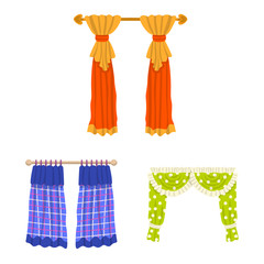 Isolated object of lambrequin and drapery logo. Set of lambrequin and decoration stock symbol for web.