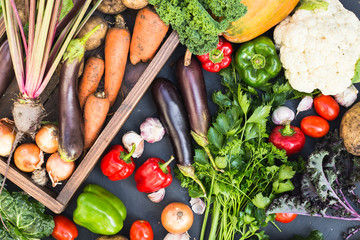 Assortment of fresh vegetables. Healthy organic food concept