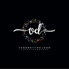 OD initials handwritten logo with flower templates surround the letters. initial wedding template vector