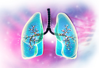 Human lungs on abstract medical  background. 3d illustration