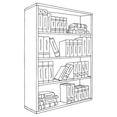 Bookcase graphic black white isolated sketch illustration vector