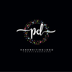 PD initials handwritten logo with flower templates surround the letters. initial wedding template vector