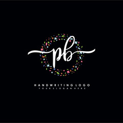PB initials handwritten logo with flower templates surround the letters. initial wedding template vector