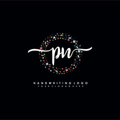 PN initials handwritten logo with flower templates surround the letters. initial wedding template vector
