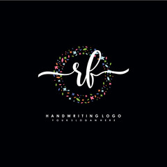 RF initials handwritten logo with flower templates surround the letters. initial wedding template vector