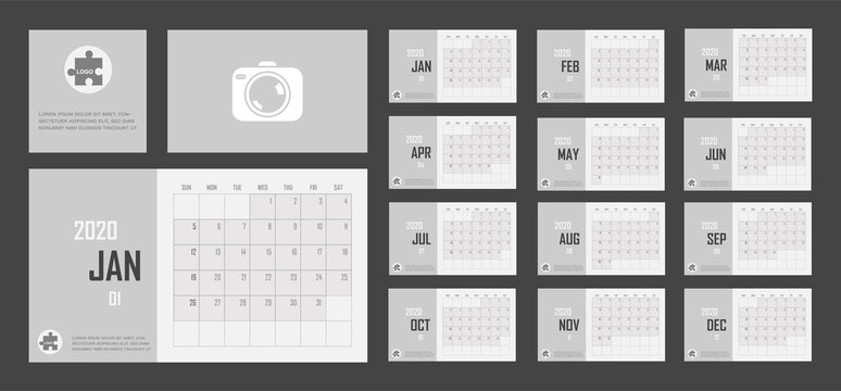 Business planner Calendar set 2020 vector illustration. Layers grouped for easy editing illustration. For your design