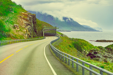 Road with tunnel on Lofoten
