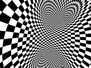 Geometric background with checkered texture of black and white colors