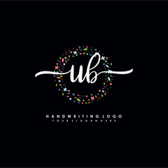 UB initials handwritten logo with flower templates surround the letters. initial wedding template vector