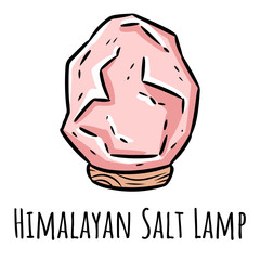 Himalayan pink salt lamp doodle. Linear modern indigenous monogram with salt crystal. Relax concept symbol
