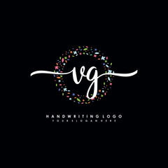 VG initials handwritten logo with flower templates surround the letters. initial wedding template vector