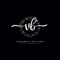 VB initials handwritten logo with flower templates surround the letters. initial wedding template vector