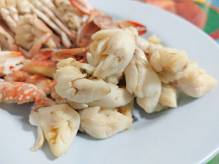 shrimp with sauce on plate