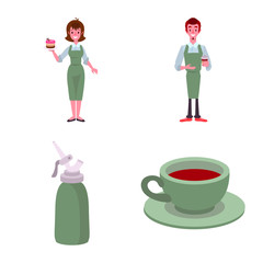 Vector illustration of cafe and house icon. Set of cafe and restaurant stock symbol for web.