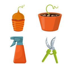 Vector design of garden and horticulture icon. Collection of garden and landscaping stock vector illustration.