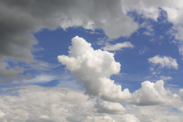 White clouds in the blue sky background,