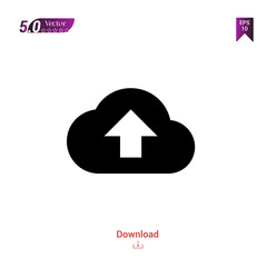 Outline Black cloud-backup-up-arrow icon vector isolated on white background. Graphic design, material-design icon, mobile application, logo, user interface. EPS 10 format vector
